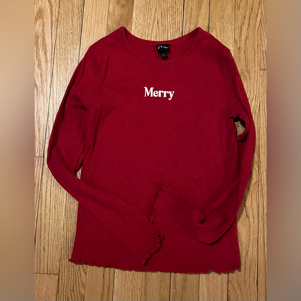 Red Ribber 'Merry' Long Sleeve Tee